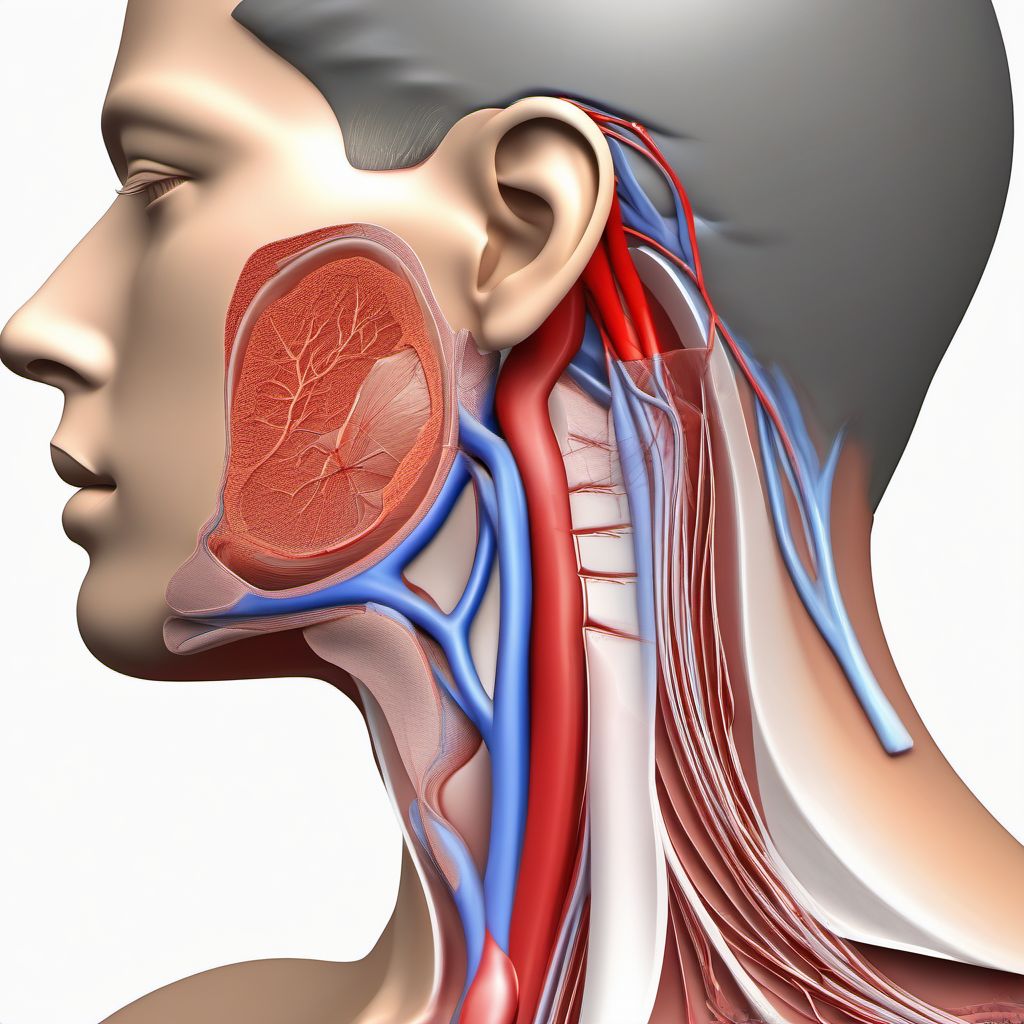 Other specified injury of right external jugular vein digital illustration