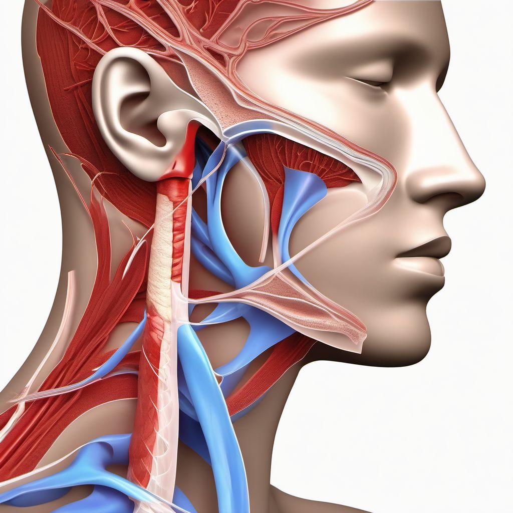 Other specified injury of left external jugular vein digital illustration