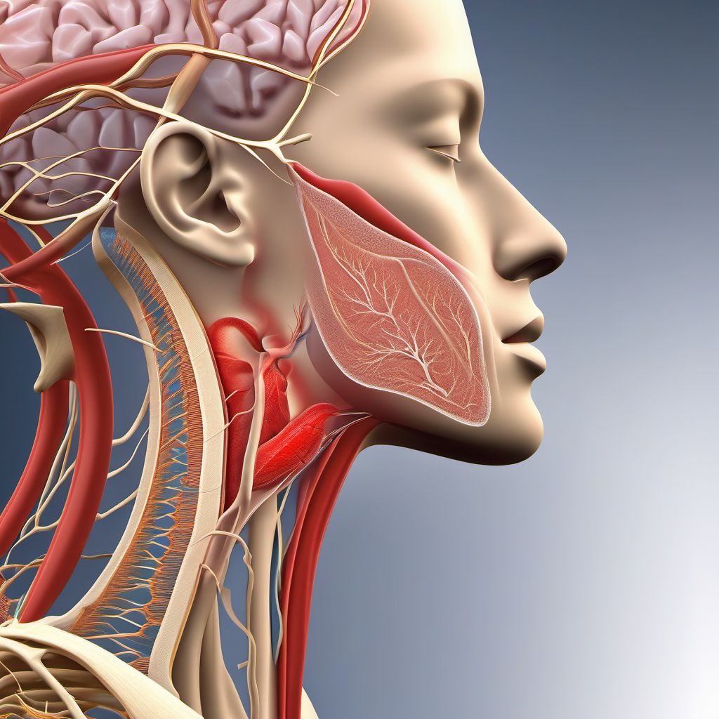 Injury of internal jugular vein digital illustration