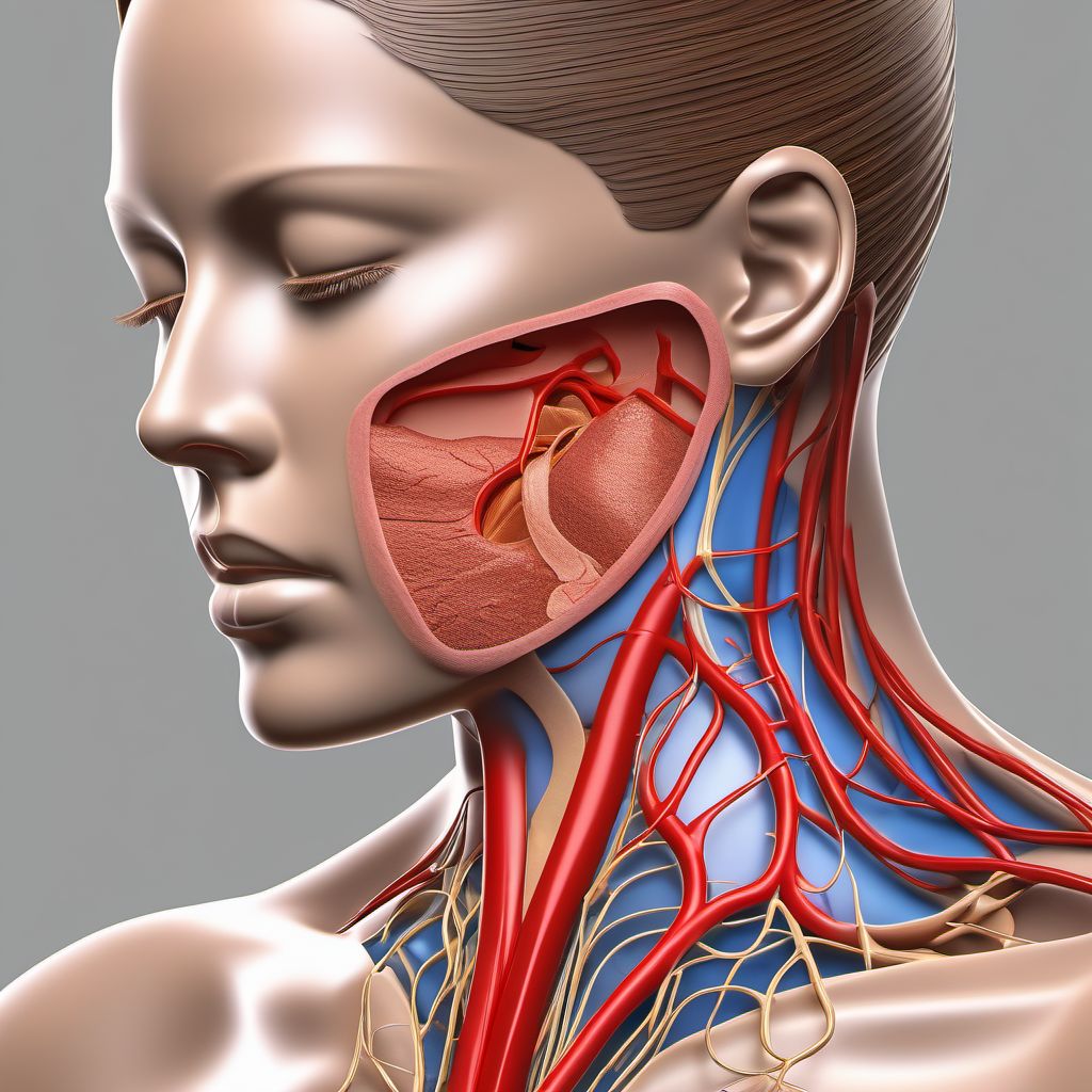 Unspecified injury of right internal jugular vein digital illustration