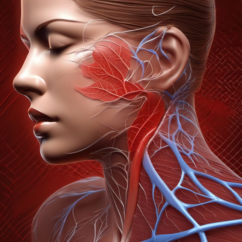 Minor laceration of internal jugular vein digital illustration