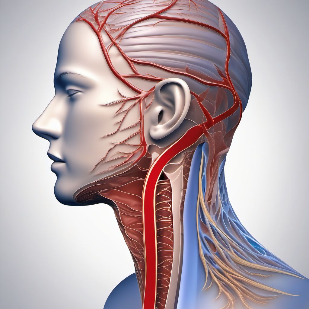 Minor laceration of right internal jugular vein digital illustration