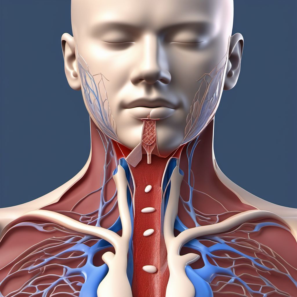 Minor laceration of left internal jugular vein digital illustration