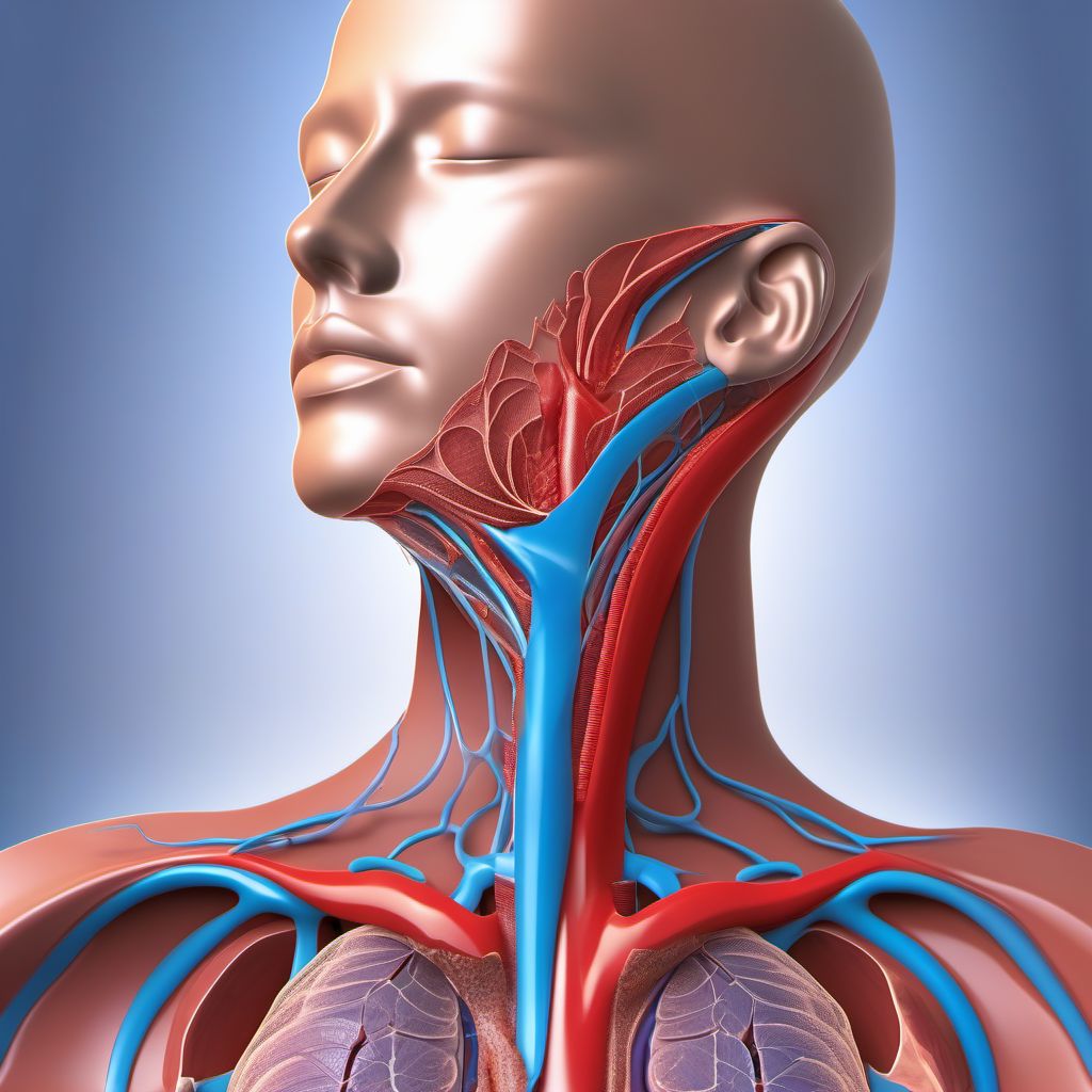 Major laceration of internal jugular vein digital illustration