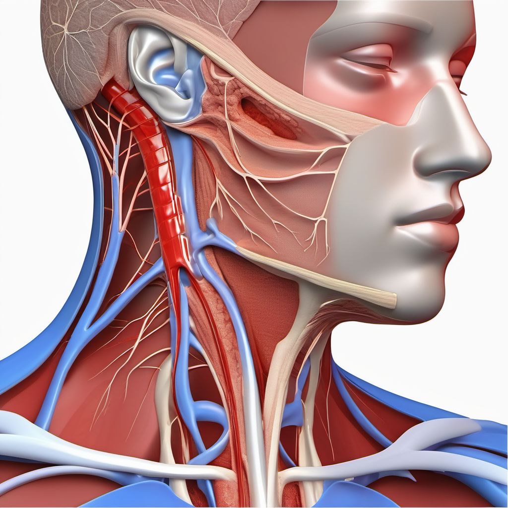 Other specified injury of right internal jugular vein digital illustration