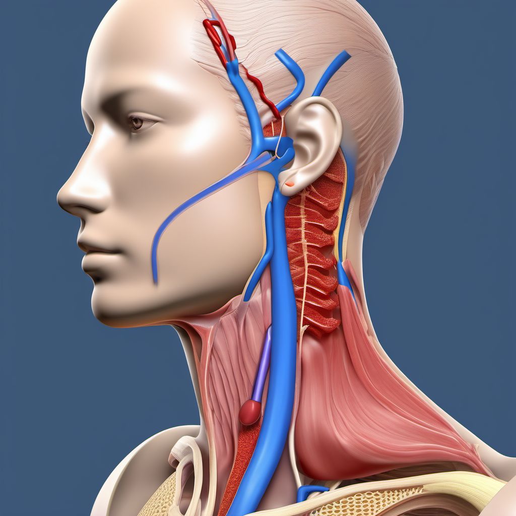 Other specified injury of left internal jugular vein digital illustration