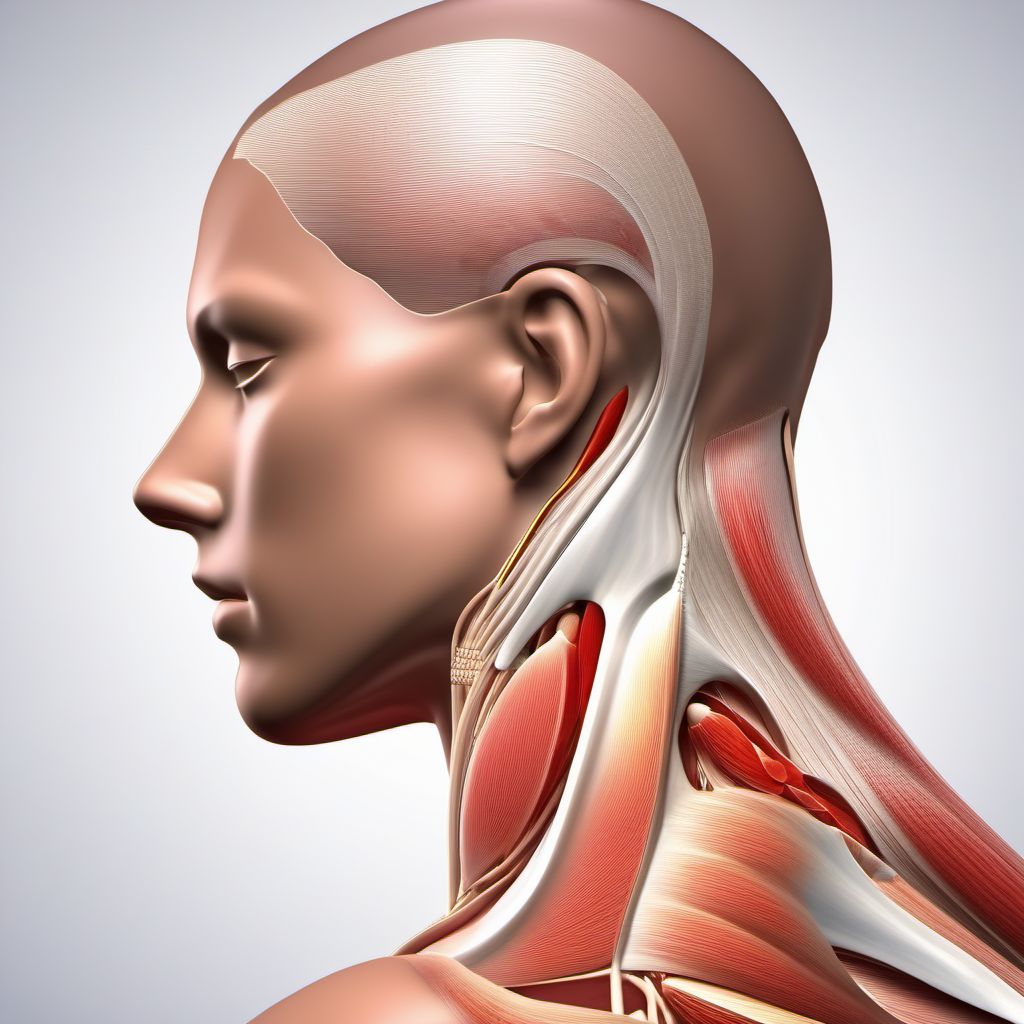 Other specified injury of muscle, fascia and tendon at neck level digital illustration