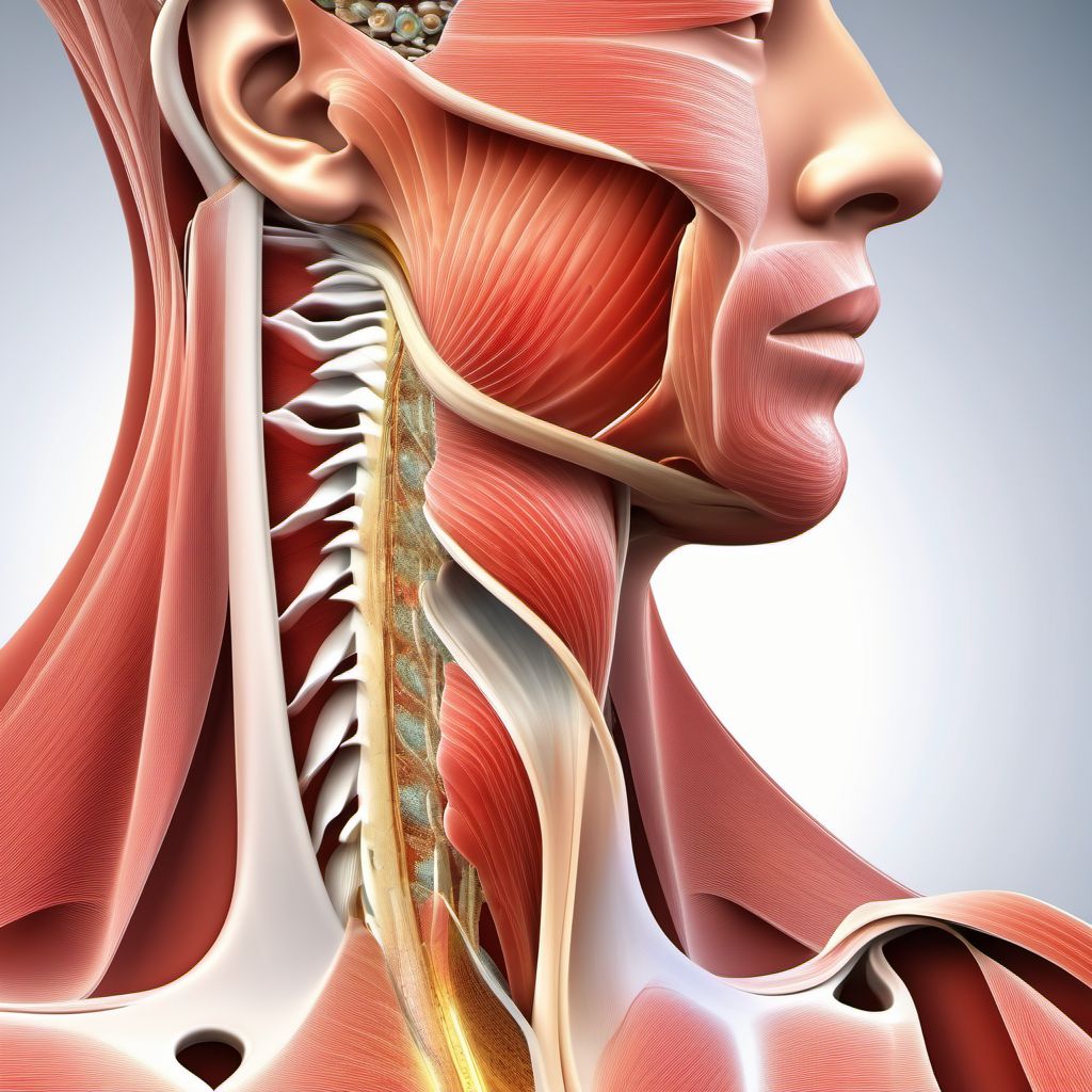 Unspecified injury of muscle, fascia and tendon at neck level digital illustration