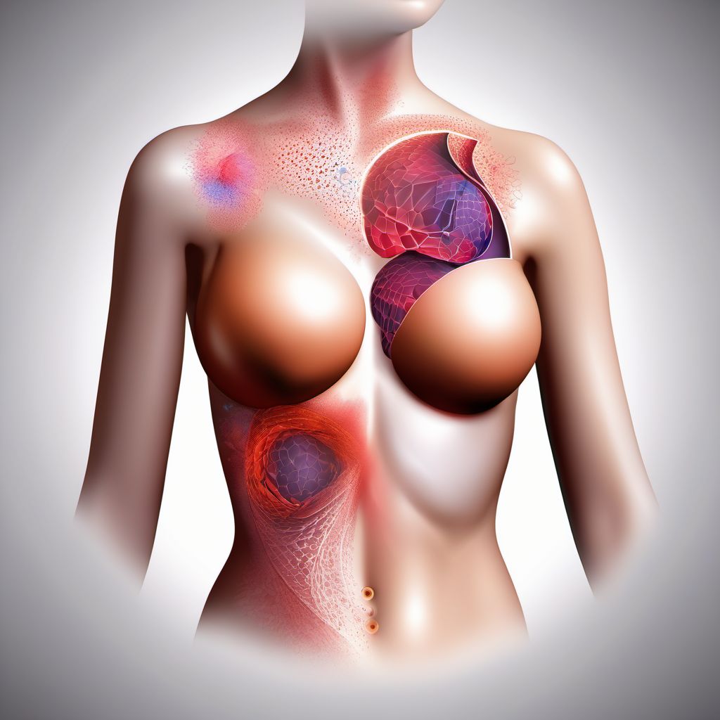 Contusion of right breast digital illustration