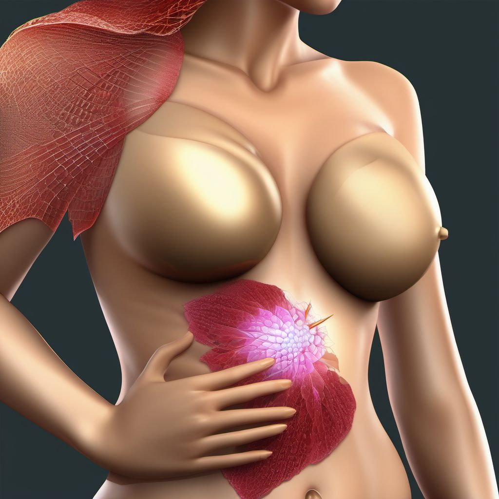 Unspecified superficial injuries of breast, left breast digital illustration