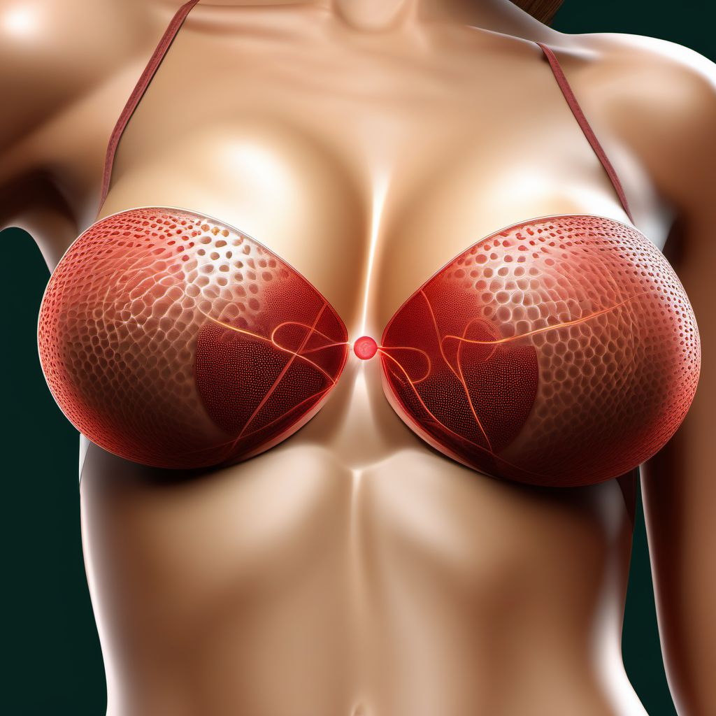 Abrasion of breast, left breast digital illustration