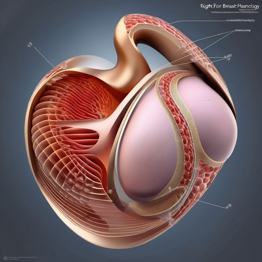 External constriction of part of breast, right breast digital illustration