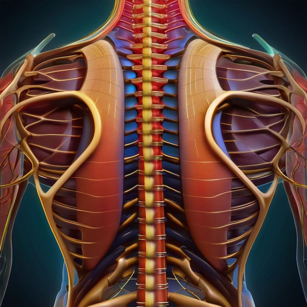 Contusion of back wall of thorax digital illustration