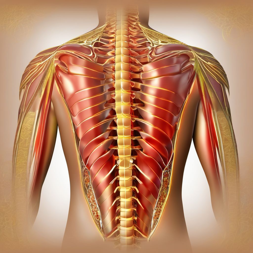 Contusion of right back wall of thorax digital illustration