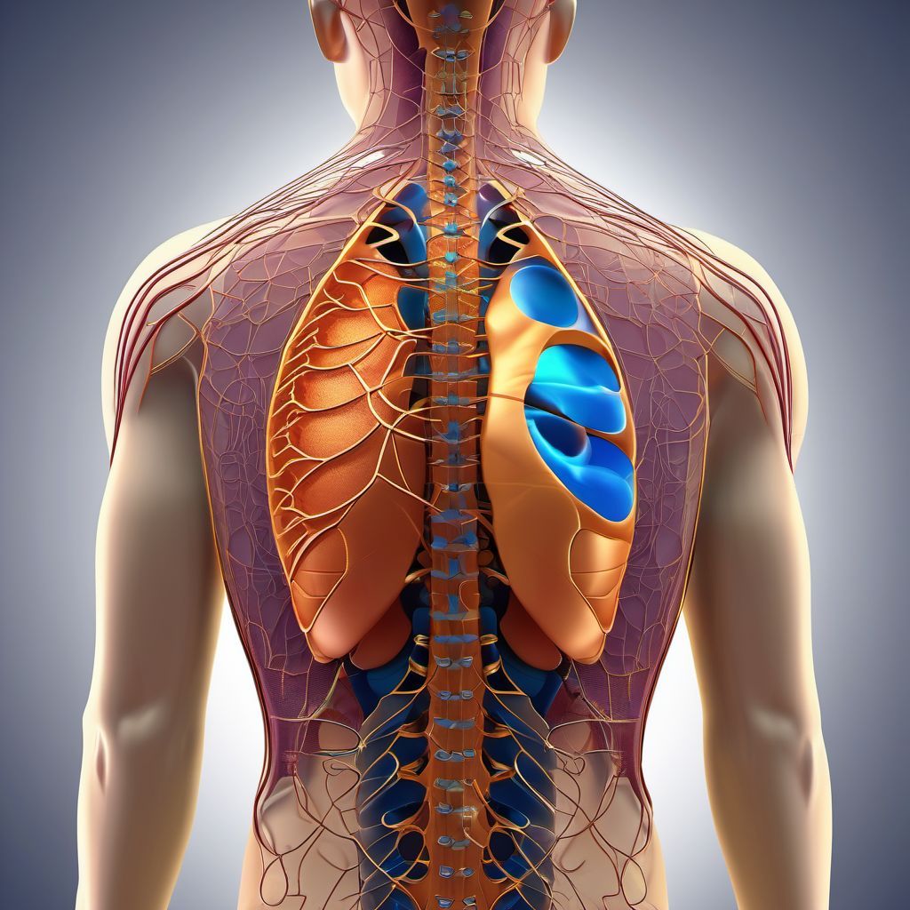 Contusion of left back wall of thorax digital illustration