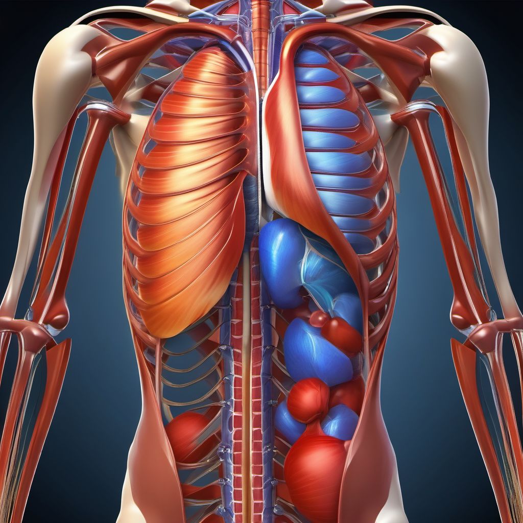 Unspecified superficial injuries of right front wall of thorax digital illustration