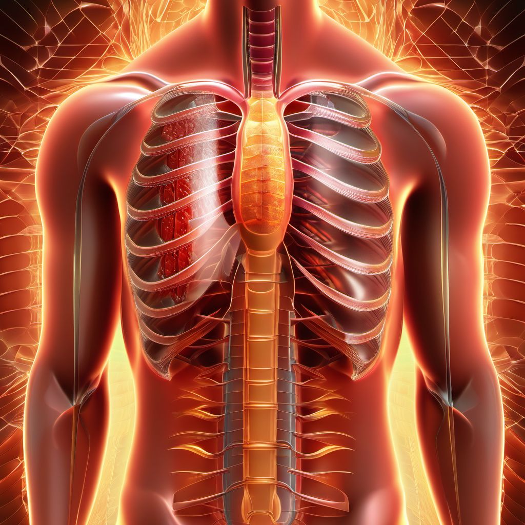 Unspecified superficial injuries of unspecified front wall of thorax digital illustration