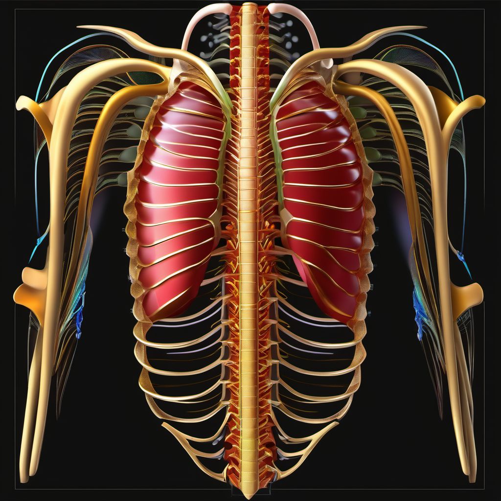 External constriction of front wall of thorax digital illustration