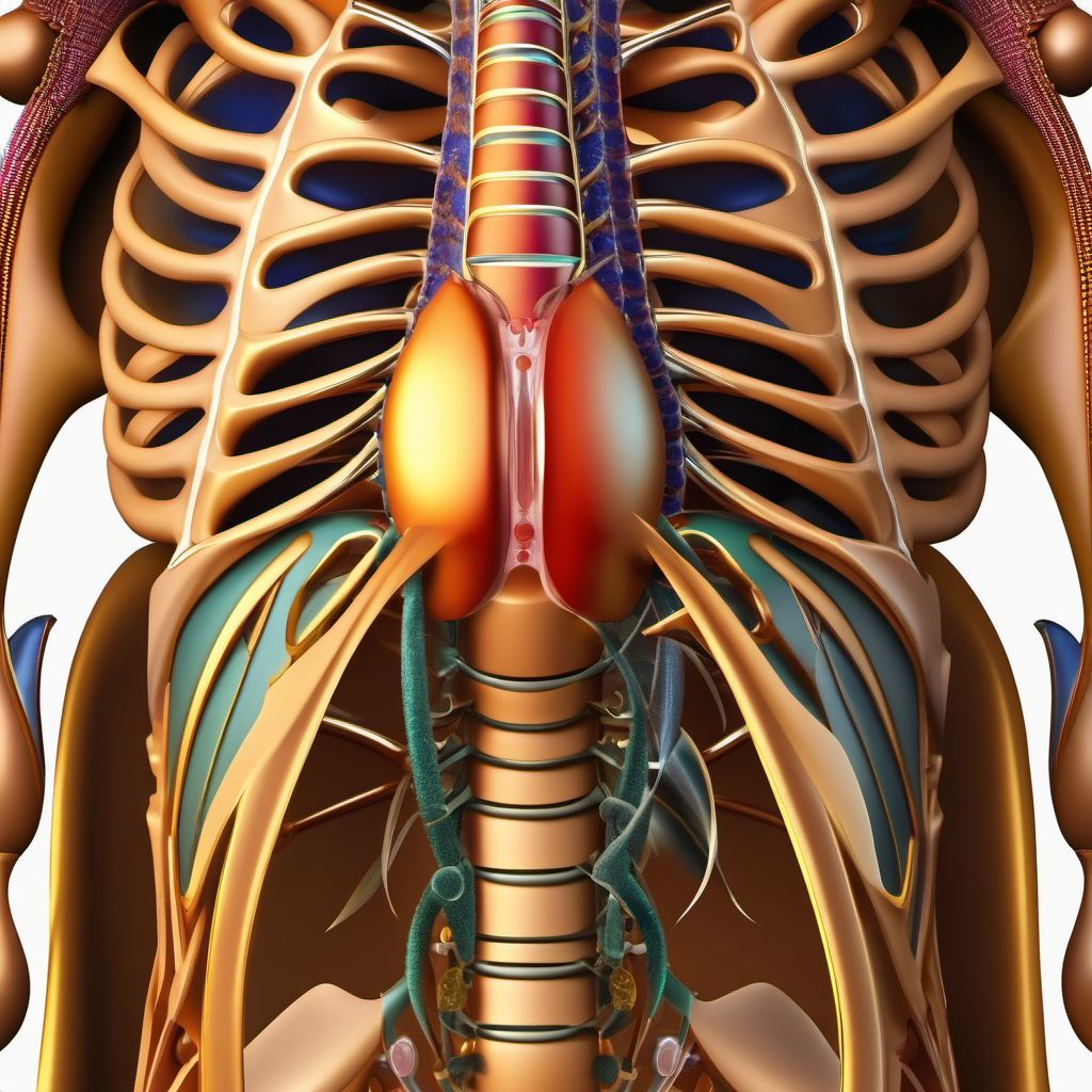 Superficial foreign body of right front wall of thorax digital illustration