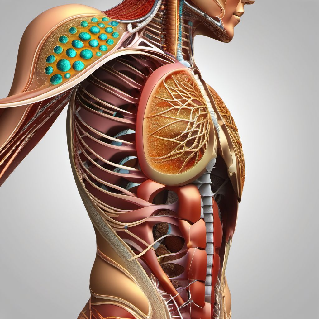 Superficial foreign body of left front wall of thorax digital illustration