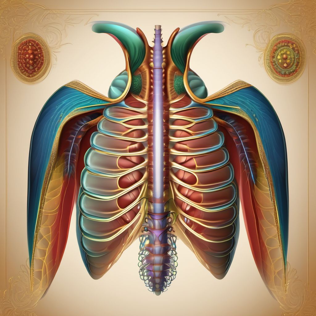 Superficial foreign body of unspecified front wall of thorax digital illustration