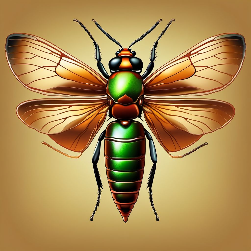 Insect bite (nonvenomous) of left front wall of thorax digital illustration