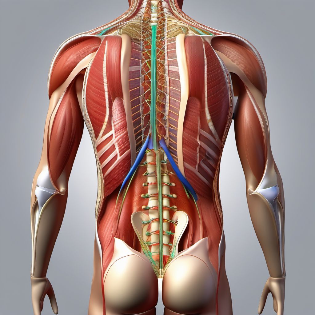 Unspecified superficial injuries of left back wall of thorax digital illustration