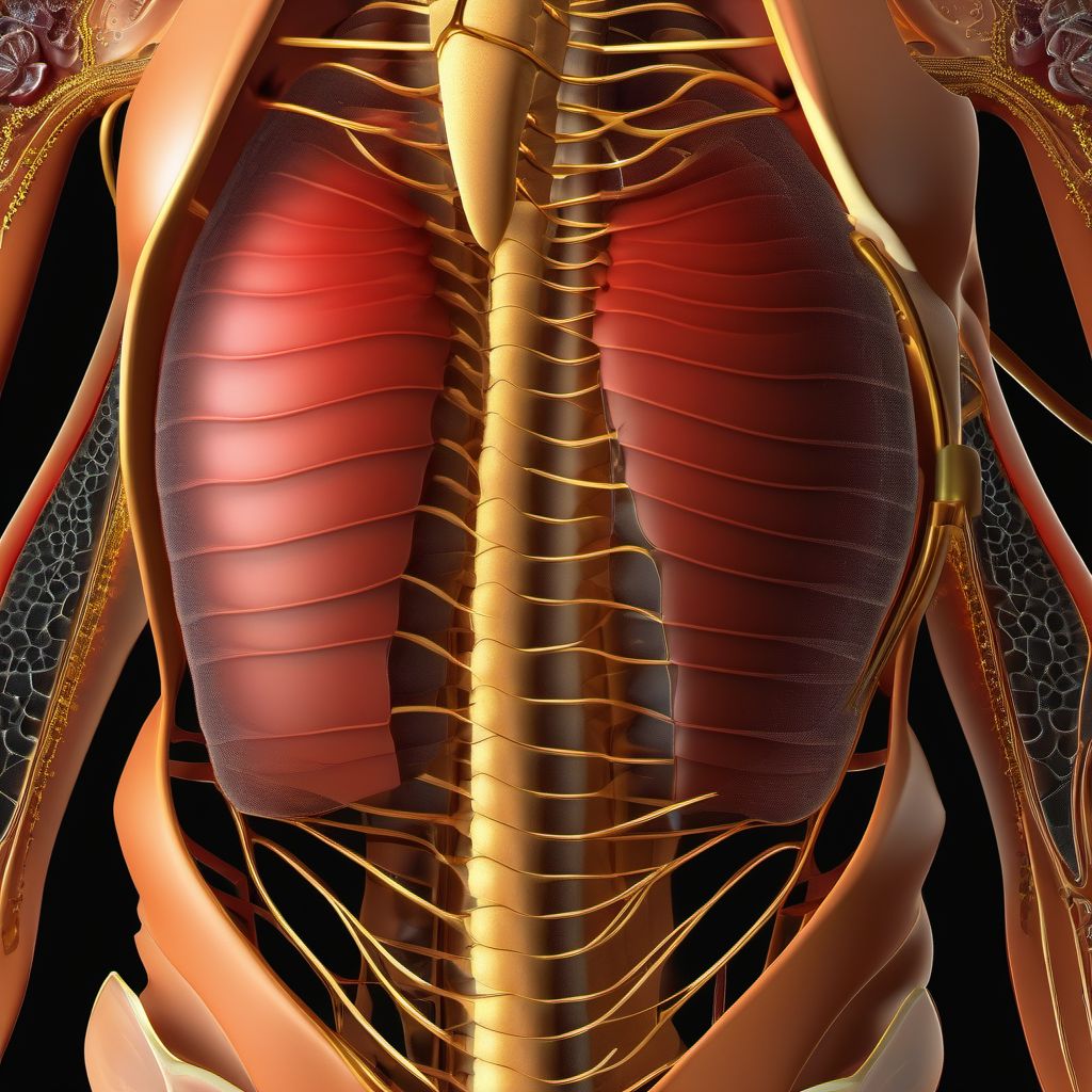 Abrasion of unspecified back wall of thorax digital illustration