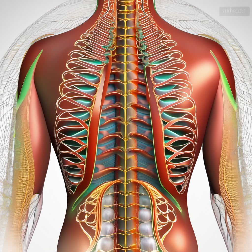 External constriction of right back wall of thorax digital illustration