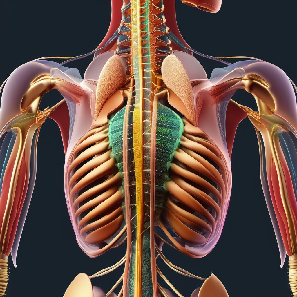 Superficial foreign body of back wall of thorax digital illustration