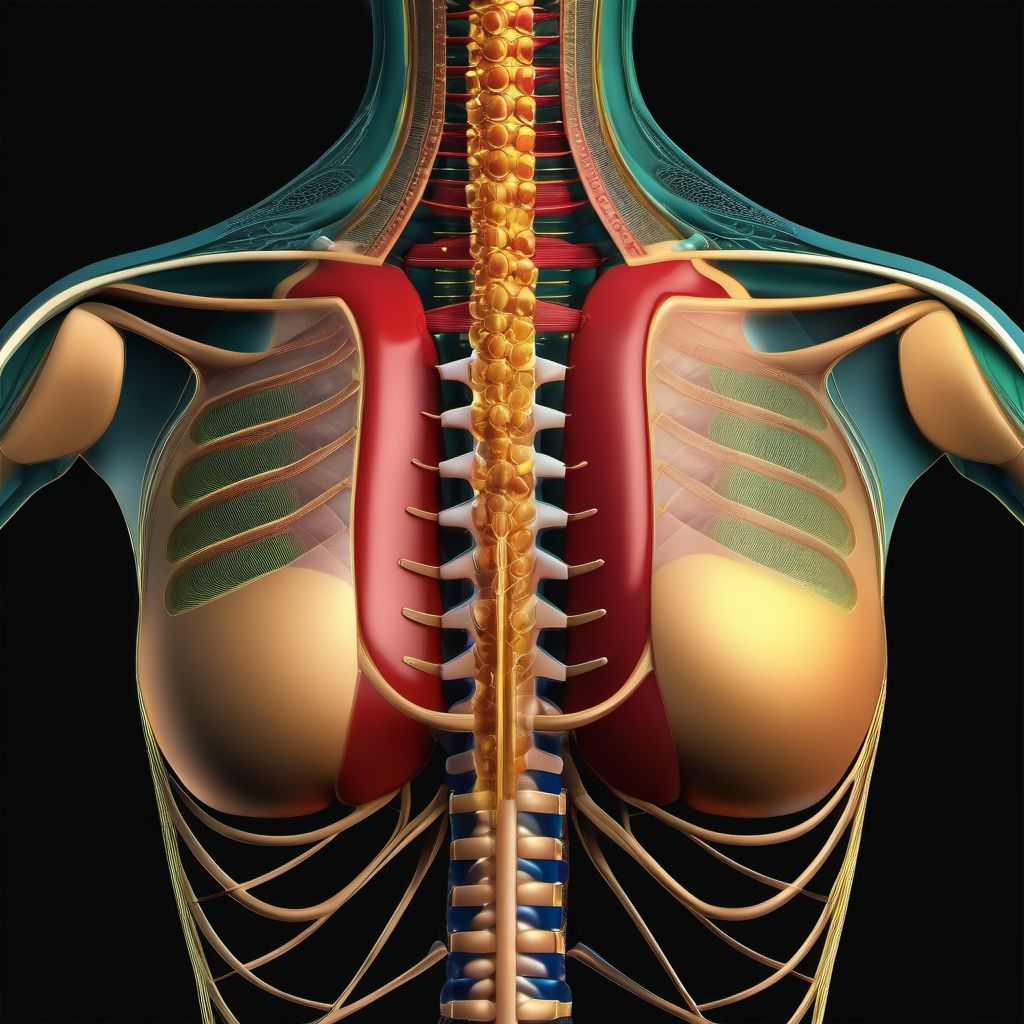 Superficial foreign body of unspecified back wall of thorax digital illustration