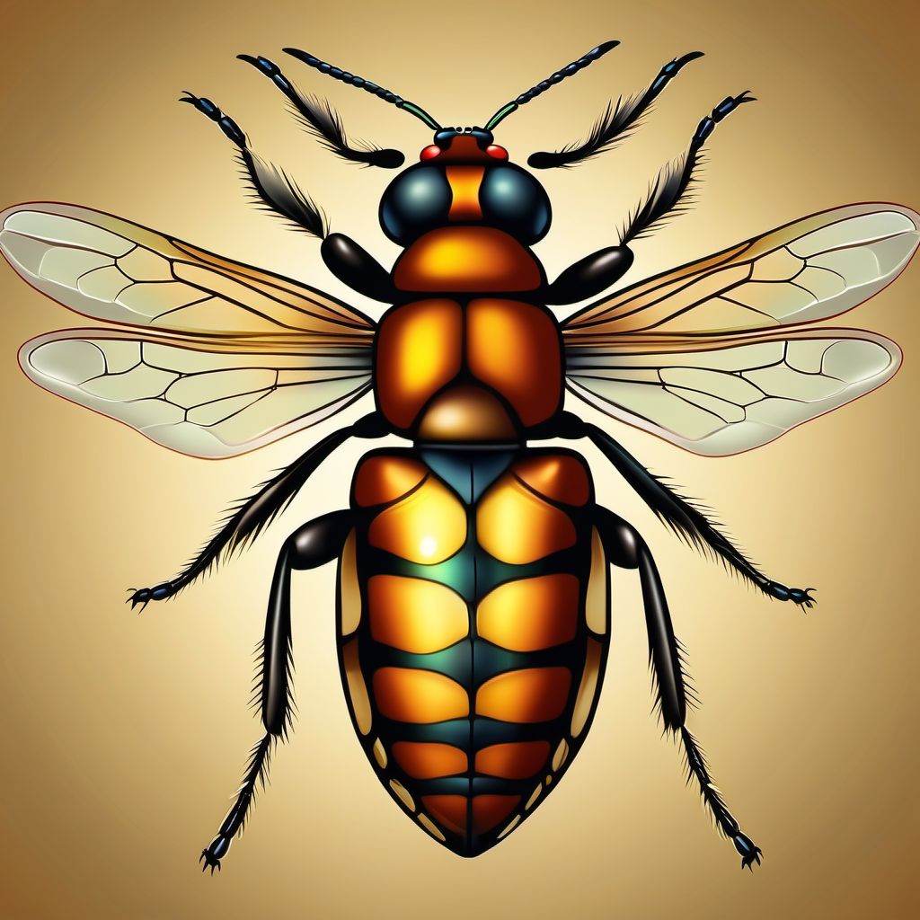 Insect bite (nonvenomous) of back wall of thorax digital illustration