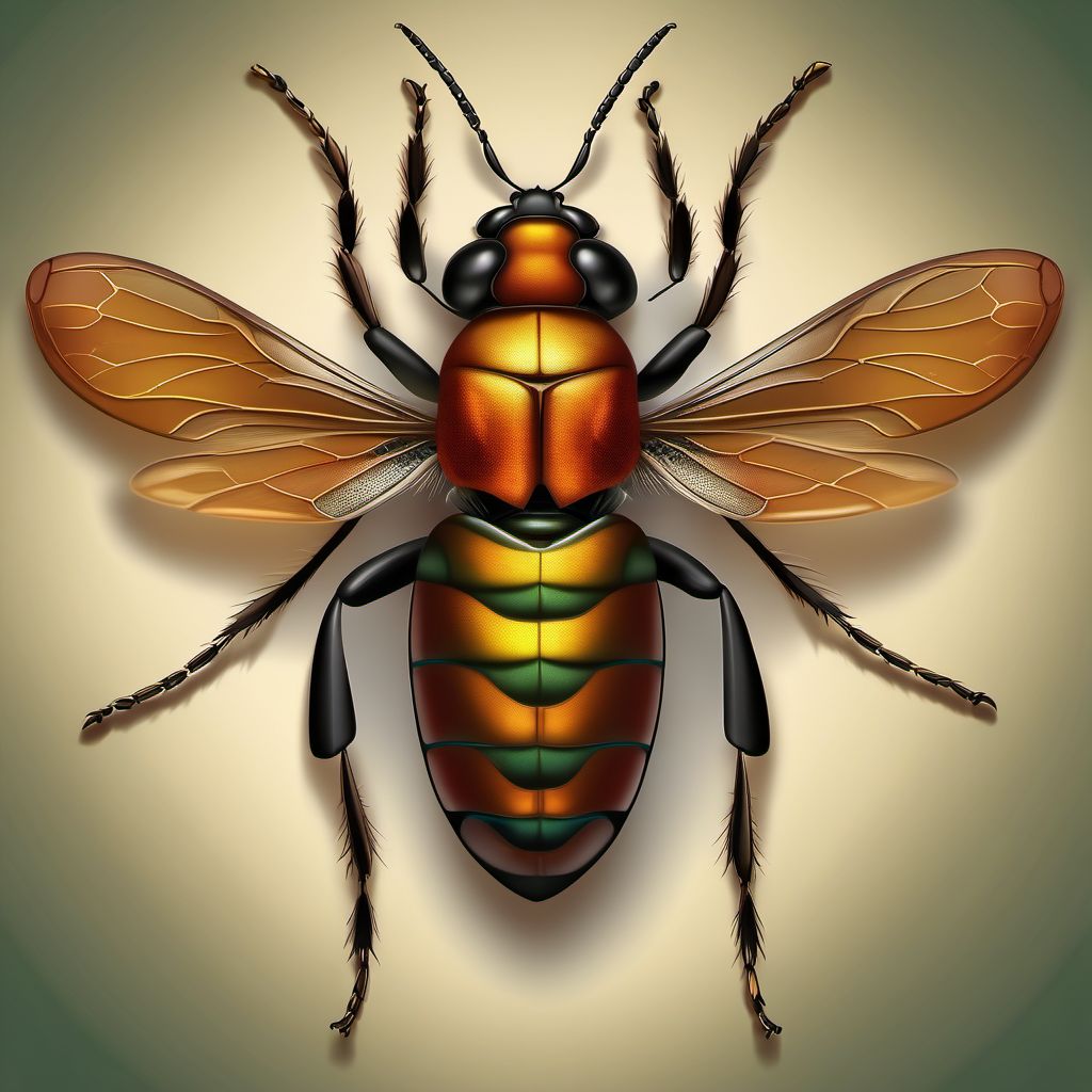 Insect bite (nonvenomous) of left back wall of thorax digital illustration