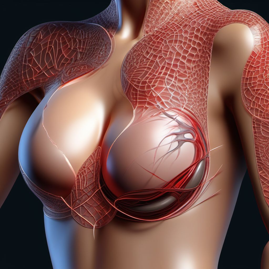 Laceration without foreign body of breast digital illustration