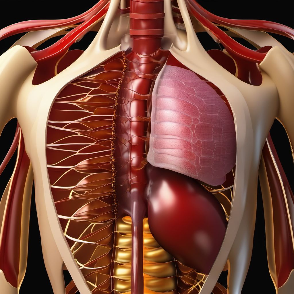 Unspecified open wound of front wall of thorax without penetration into thoracic cavity digital illustration