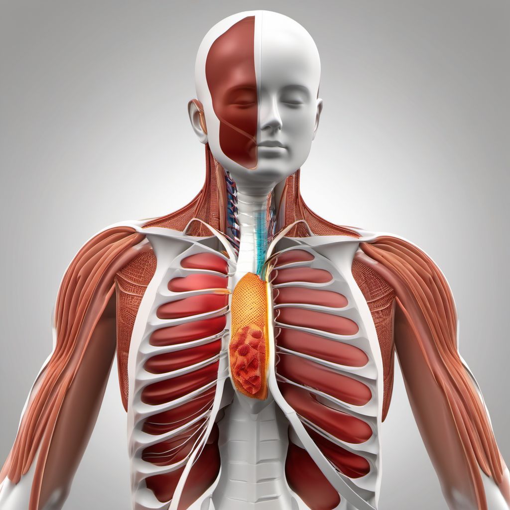 Unspecified open wound of left front wall of thorax without penetration into thoracic cavity digital illustration