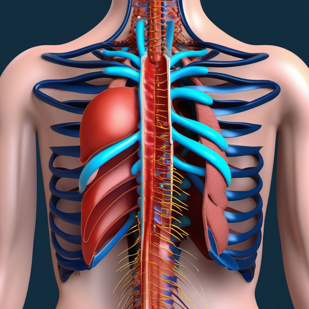 Laceration without foreign body of unspecified front wall of thorax without penetration into thoracic cavity digital illustration