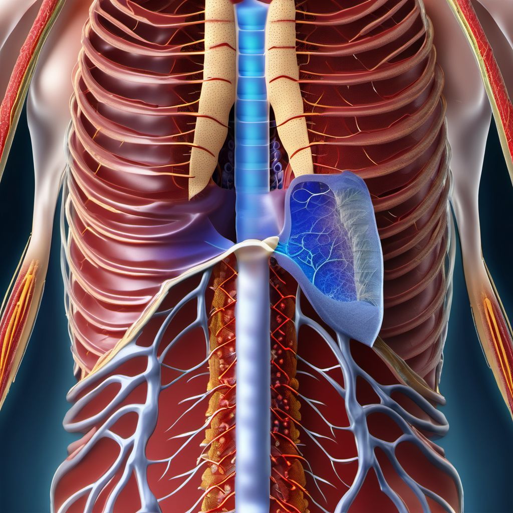 Laceration with foreign body of left front wall of thorax without penetration into thoracic cavity digital illustration