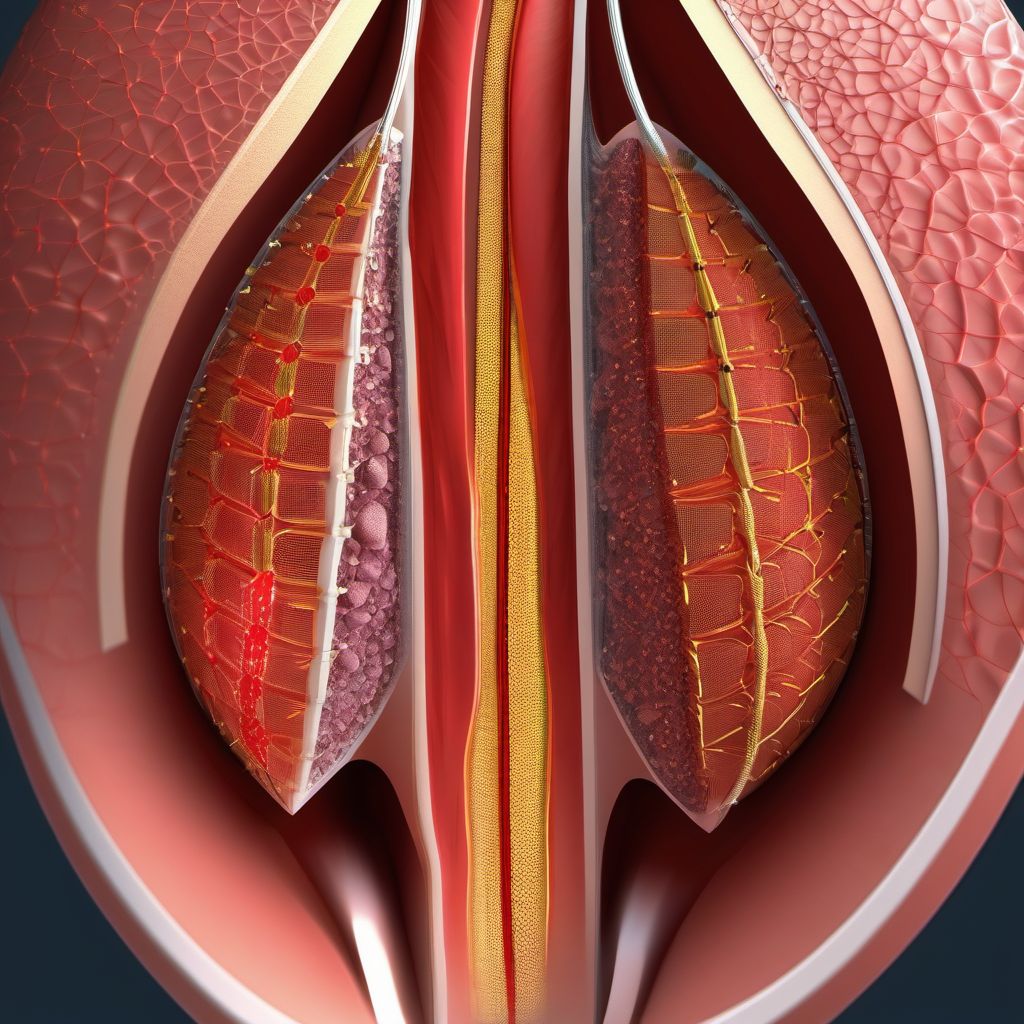 Puncture wound without foreign body of front wall of thorax without penetration into thoracic cavity digital illustration