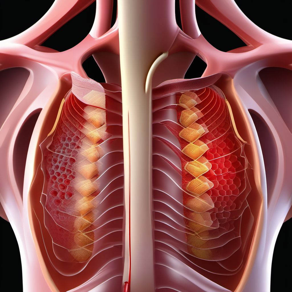 Puncture wound without foreign body of right front wall of thorax without penetration into thoracic cavity digital illustration