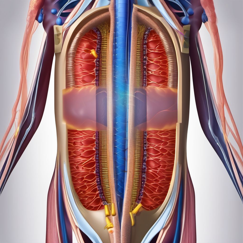 Puncture wound without foreign body of unspecified front wall of thorax without penetration into thoracic cavity digital illustration