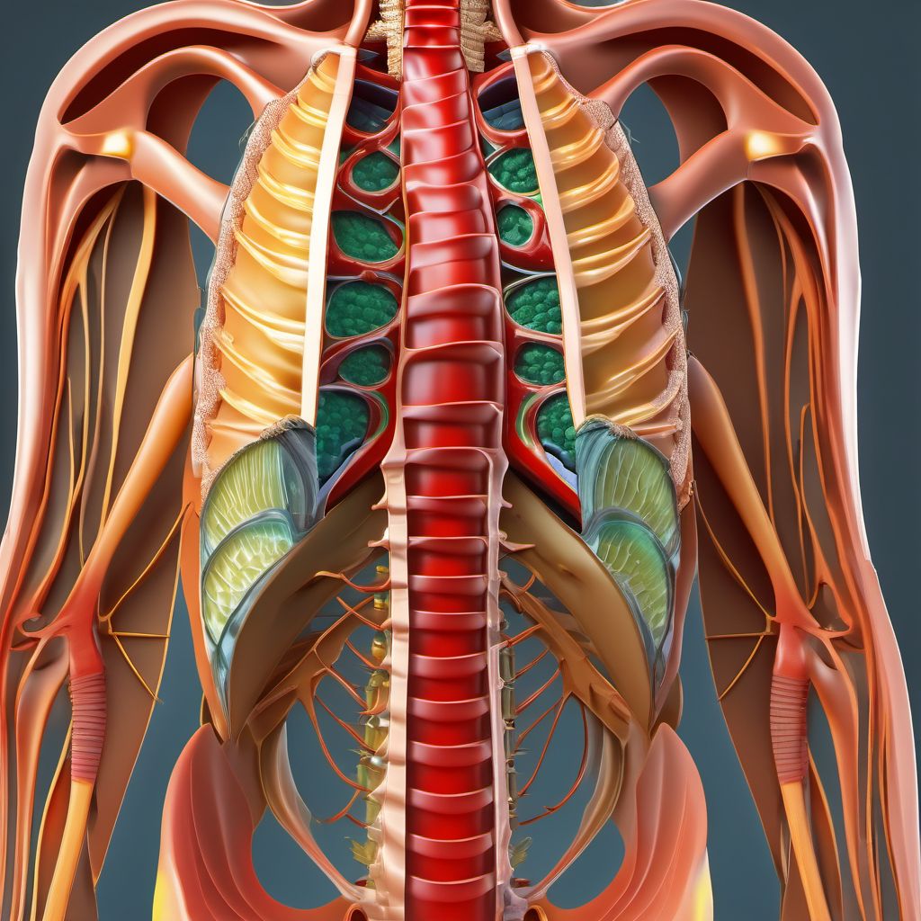 Open bite of right front wall of thorax without penetration into thoracic cavity digital illustration