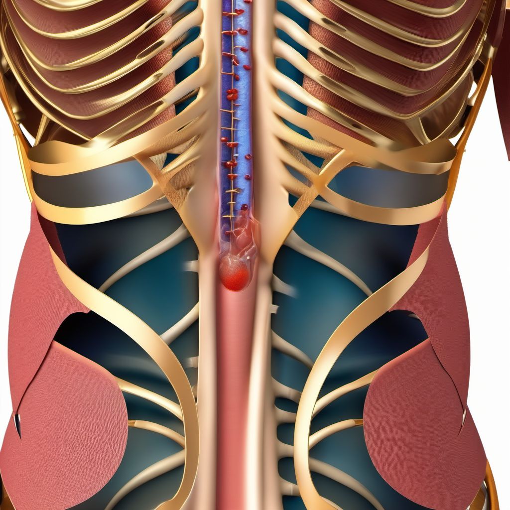 Unspecified open wound of left back wall of thorax without penetration into thoracic cavity digital illustration