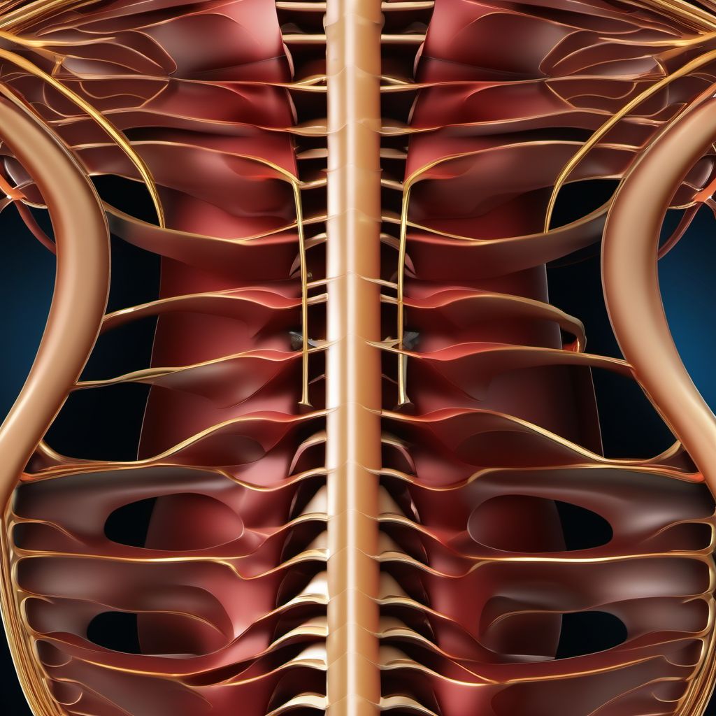 Unspecified open wound of unspecified back wall of thorax without penetration into thoracic cavity digital illustration