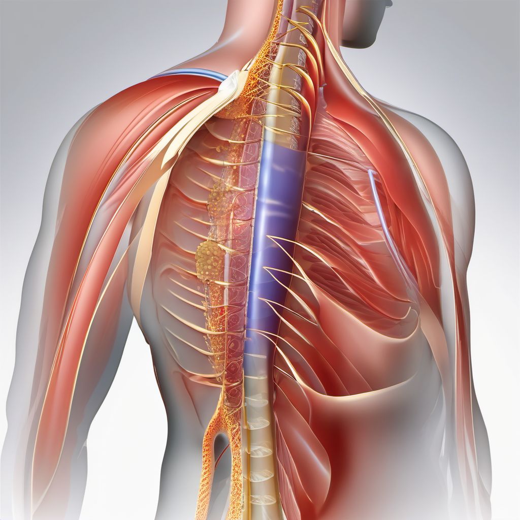 Laceration without foreign body of back wall of thorax without penetration into thoracic cavity digital illustration