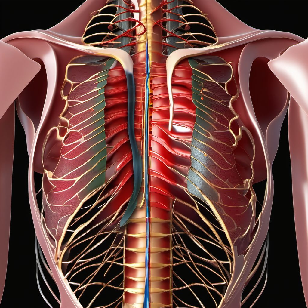 Laceration without foreign body of left back wall of thorax without penetration into thoracic cavity digital illustration