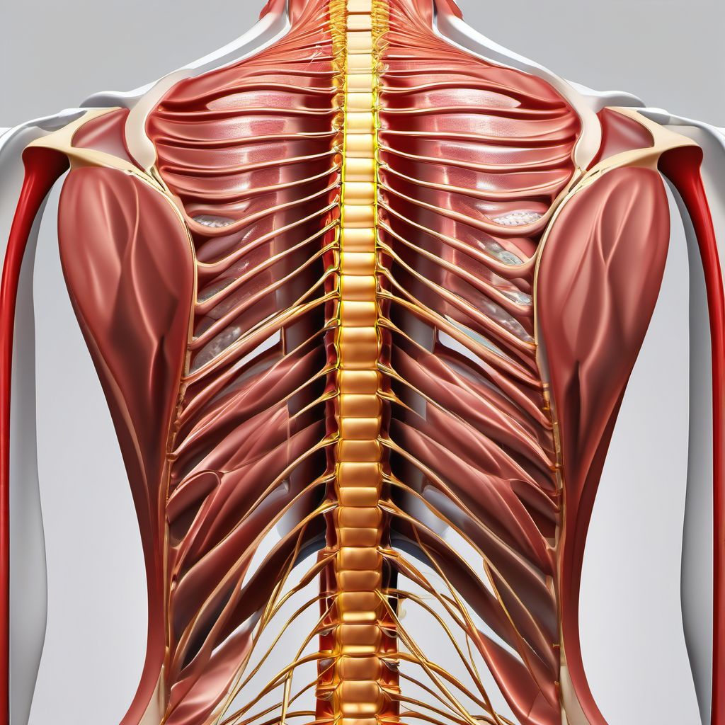 Laceration without foreign body of unspecified back wall of thorax without penetration into thoracic cavity digital illustration