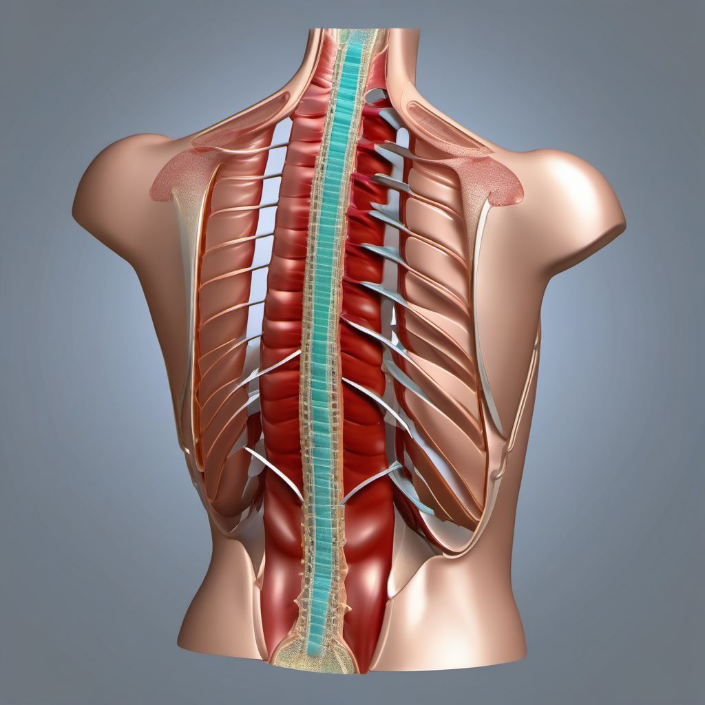 Laceration with foreign body of back wall of thorax without penetration into thoracic cavity digital illustration