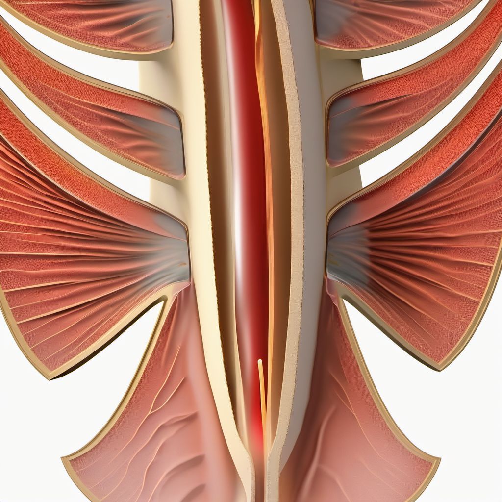 Puncture wound without foreign body of back wall of thorax without penetration into thoracic cavity digital illustration