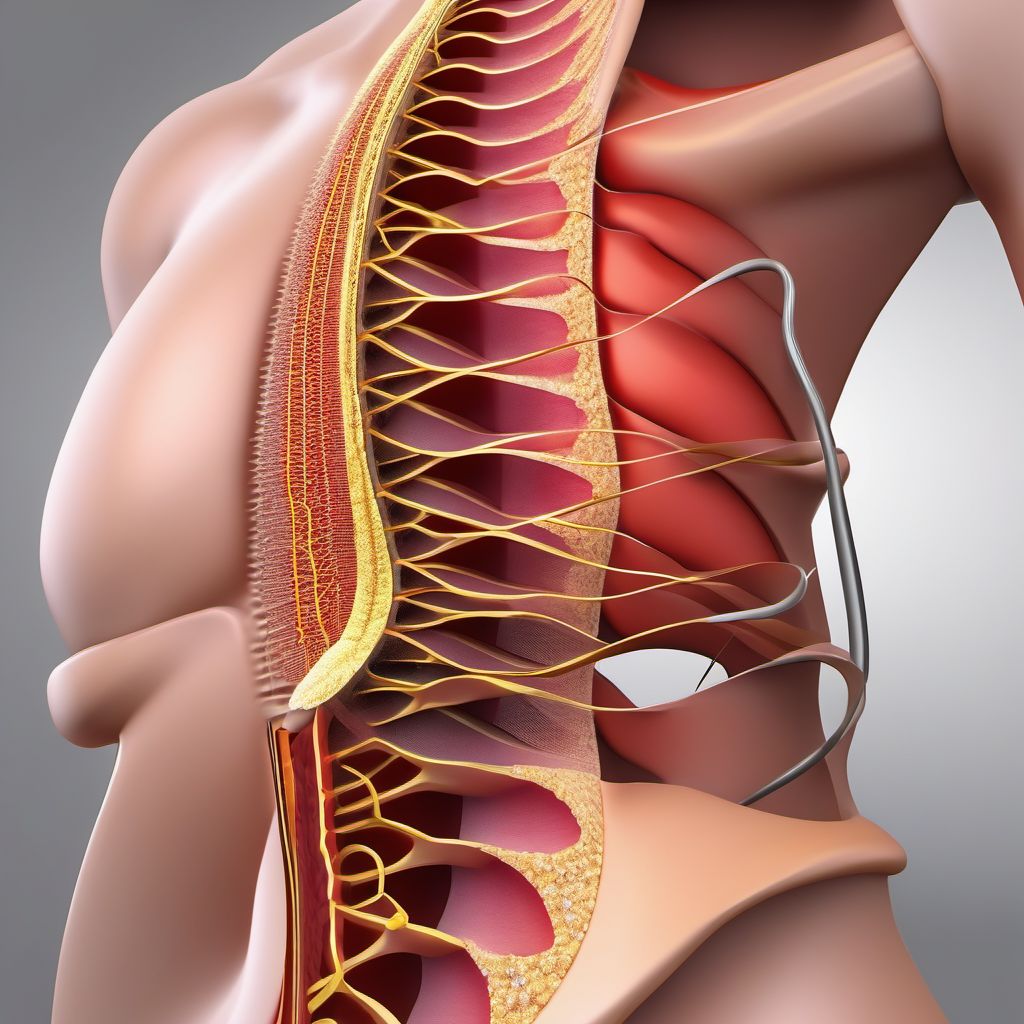 Puncture wound without foreign body of right back wall of thorax without penetration into thoracic cavity digital illustration